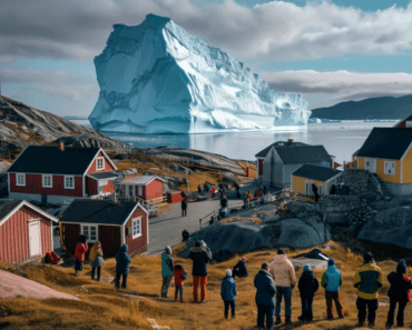 Iceberg floats dangerously close to village – residents turn pale when they see what’s on it